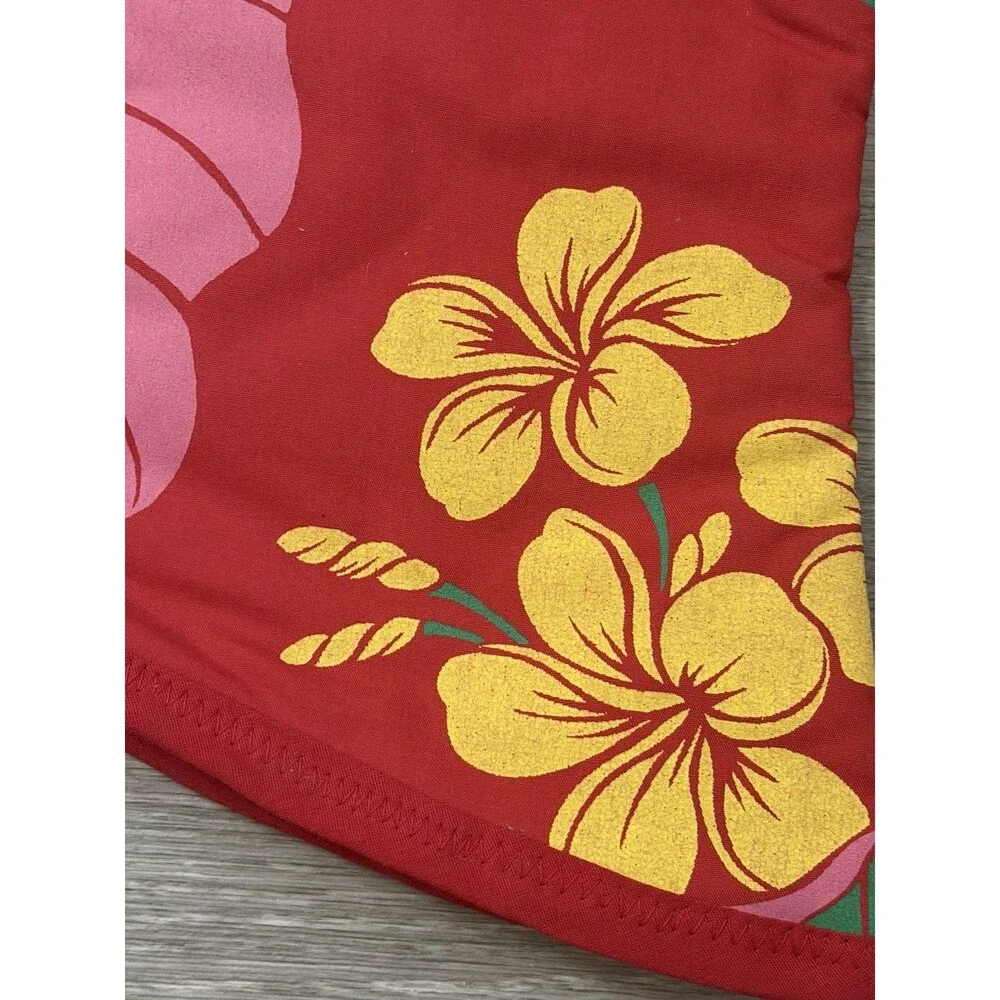 VINTAGE Hawaiian Style Hibiscus Oven Mitt summer BBQ Kitchen Housewarming Gift